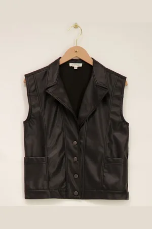 My Jewellery Zwarte leatherlook gilet oversized