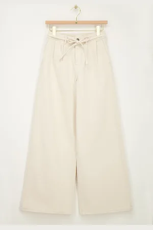 My Jewellery Denim wide leg jeans met strikkoord