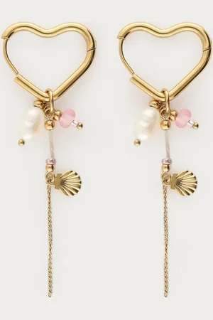 My Jewellery Hartvormige oorringen met kralen&zoetwaterparels
