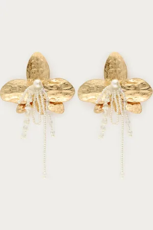 My Jewellery Statement oorhangers met bloem en imitatieparels