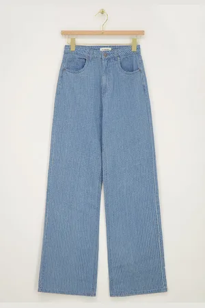 My Jewellery Lichtblauwe bouclé denim straight leg jeans