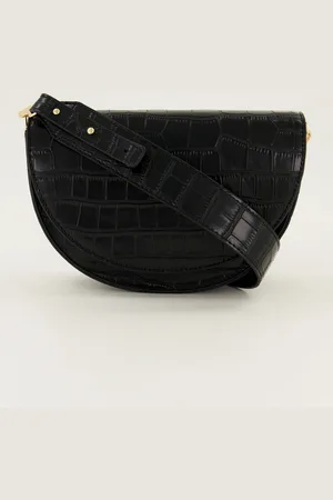 My Jewellery Zwarte half moon crossbody tas met croco print