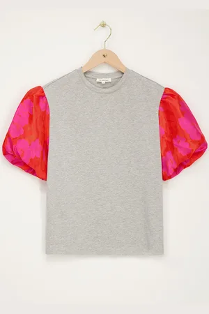 My Jewellery T-shirt met jacquard pofmouwen