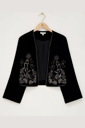 My Jewellery Velvet jacket met zilverkleurige embroidery
