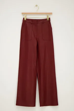 My Jewellery Burgundy leather look broek met zakken