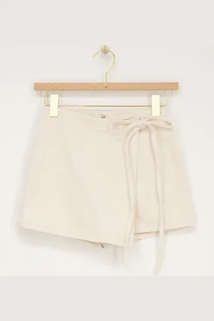 My Jewellery Witte denim skort met overslag&strik detail
