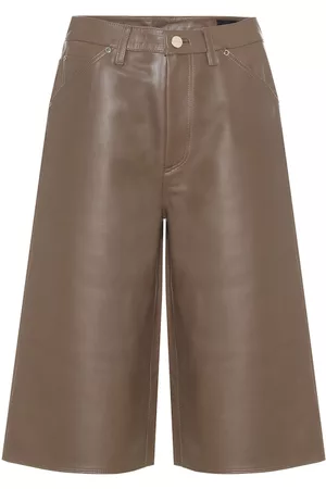 Goldsign High-rise leather Bermuda shorts
