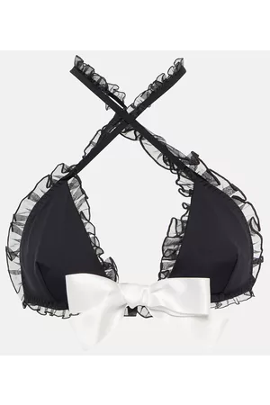 Giambattista Valli Ruffled crossover halter bikini top
