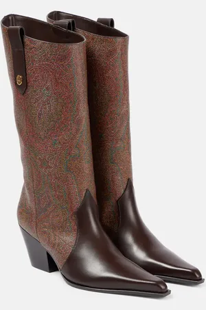 Etro Paisley coated canvas knee-high boots