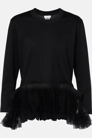 NOIR KEI NINOMIYA Tulle-trimmed cotton jersey top