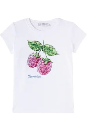 MONNALISA Embellished cotton-blend jersey T-shirt
