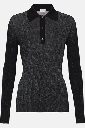 Moncler Ribbed-knit cotton-blend polo shirt
