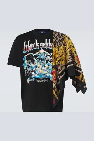 JUNYA WATANABE Black Sabbath caped cotton jersey T-shirt