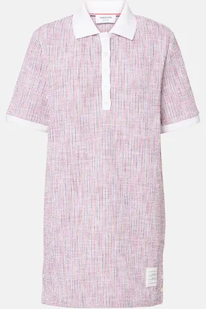 Thom Browne Striped cotton-blend tweed polo dress
