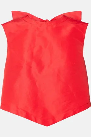 Patou Bow-detail open-back faille crop top
