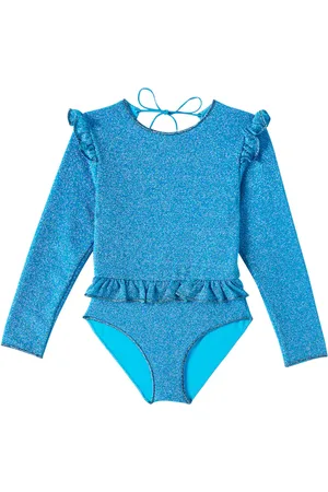 Oseree LumiÃ¨re ruffled lamÃ© swimsuit