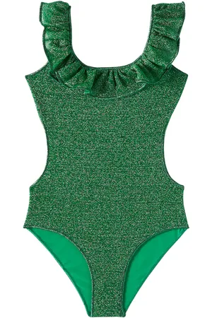 Oseree LumiÃ¨re ruffled lamÃ© swimsuit