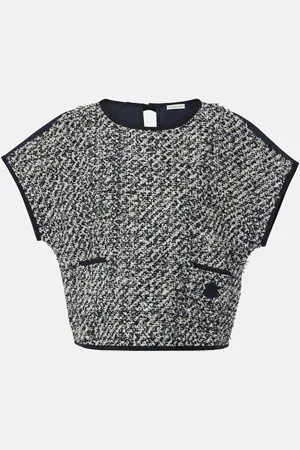 Moncler Cotton-blend tweed satin top