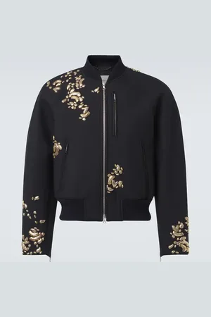 DRIES VAN NOTEN Embroidered wool-blend bomber jacket