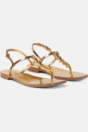 VERSACE Metallic leather thong sandals