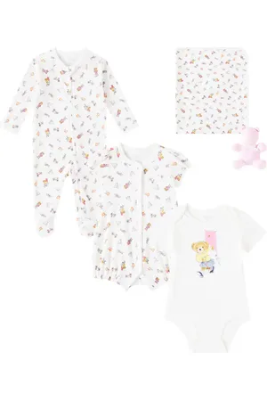 Ralph Lauren Baby onesie, blanket, teddy bear, and 2 bodysuits set