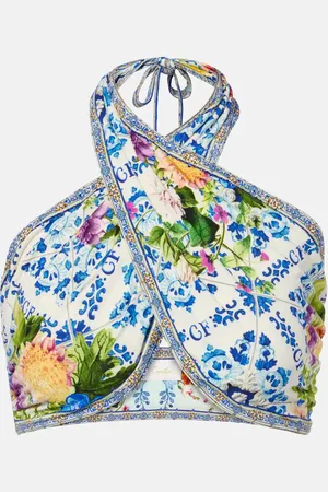 Camilla Crystal-embellished halterneck wrap top