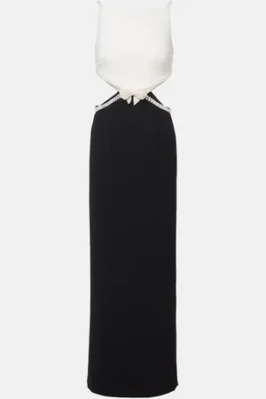 Self-Portrait Faux pearl cutout crÃªpe gown