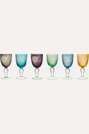 POLSPOTTEN Peony set of 6 wine glasses