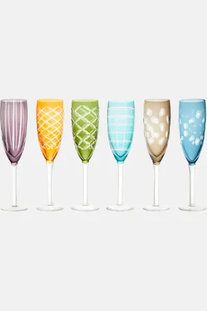 POLSPOTTEN Cuttings set of 6 champagne flute glasses