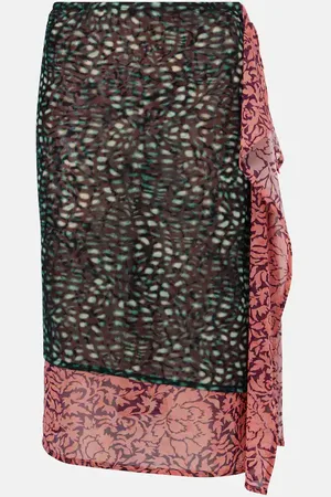 DRIES VAN NOTEN Printed draped midi skirt