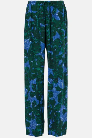 DRIES VAN NOTEN Floral silk crÃªpe de chine straight pants