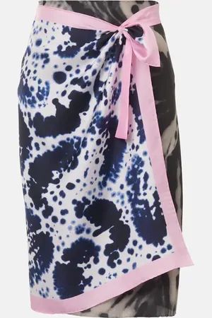 DRIES VAN NOTEN Printed silk wrap skirt