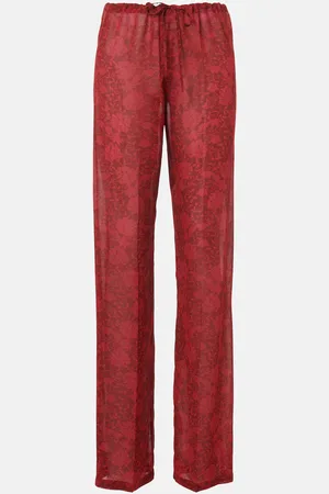 DRIES VAN NOTEN Floral georgette straight pants