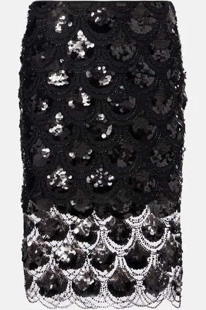 ROTATE Sequined scalloped midi skirt