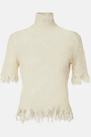 Alexander McQueen Sheer cotton and silk lace top