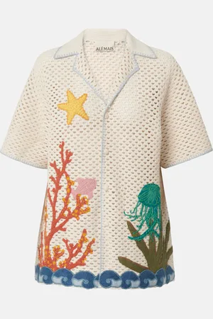 ALÉMAIS Splash embroidered crochet cotton shirt