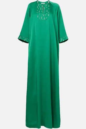 EMILIA WICKSTEAD Arles embellished satin kaftan