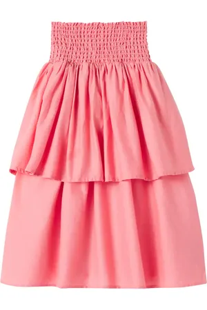 Molo Brenna shirred tiered cotton skirt