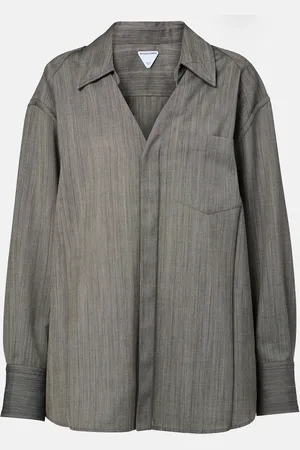Bottega Veneta Embellished striped wool shirt