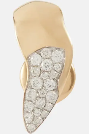 Rainbow K Requin Bo Nano 14kt gold single earring with diamonds