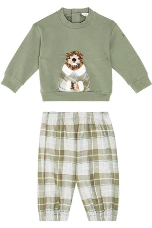 Il gufo Baby printed fleece sweatshirt and pant set