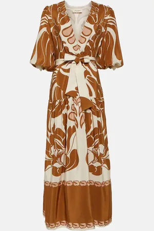 Adriana Degreas Printed puff-sleeve silk maxi dress