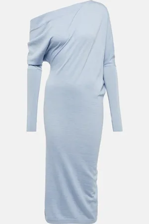 Tom Ford One-shoulder cashmere and silk midi dress