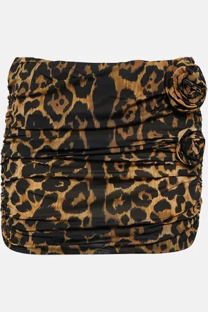 BLUMARINE Floral-appliquÃ© leopard-print miniskirt