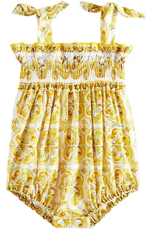 Dolce & Gabbana Baby Majolica cotton playsuit