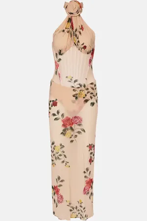MAGDA BUTRYM Floral halterneck ruched bustier dress