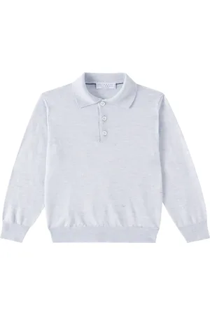 Brunello Cucinelli Cashmere, silk, and linen polo sweater