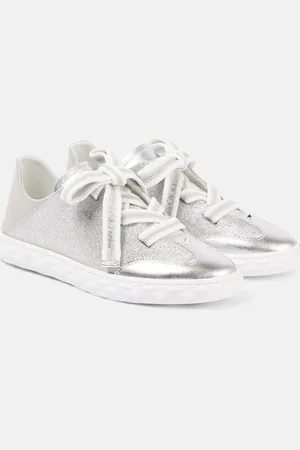 Jimmy Choo Diamond Light Flex/F leather-trimmed sneakers