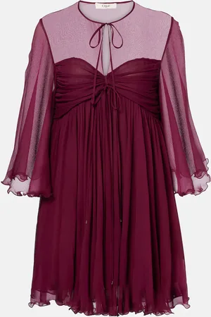 Chloé Sheer ruched silk minidress