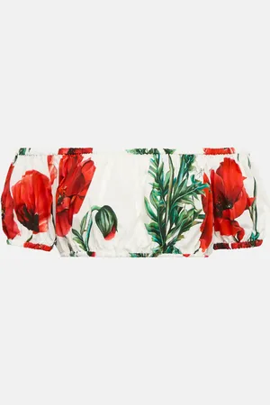 Dolce & Gabbana Printed cotton poplin crop top